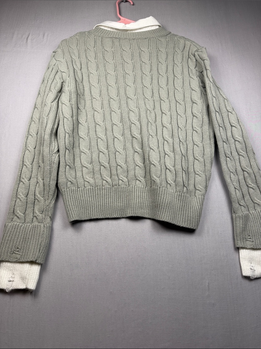 Lioness Coastal Cable Knit Crewneck Sweater - Grey (removable collar) - Picture 7 of 7